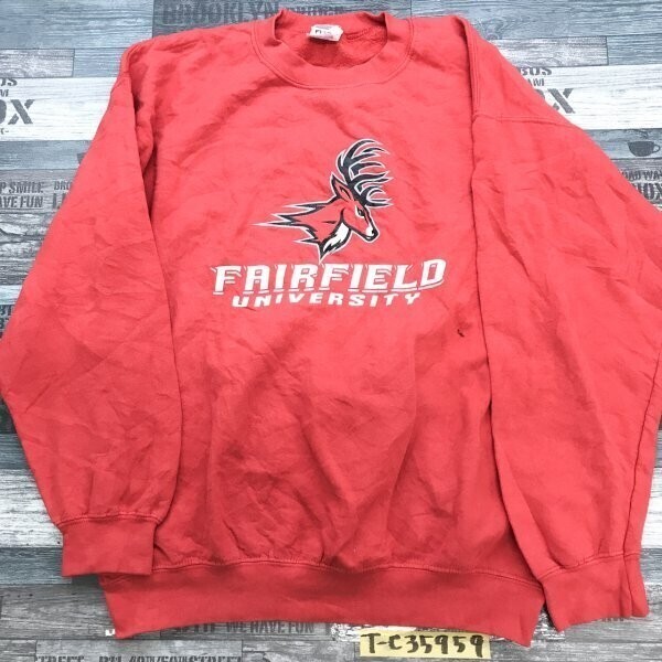 ULTRA BLEND メンズ コットン混 裏起毛 プリントトレーナー L 赤拍卖