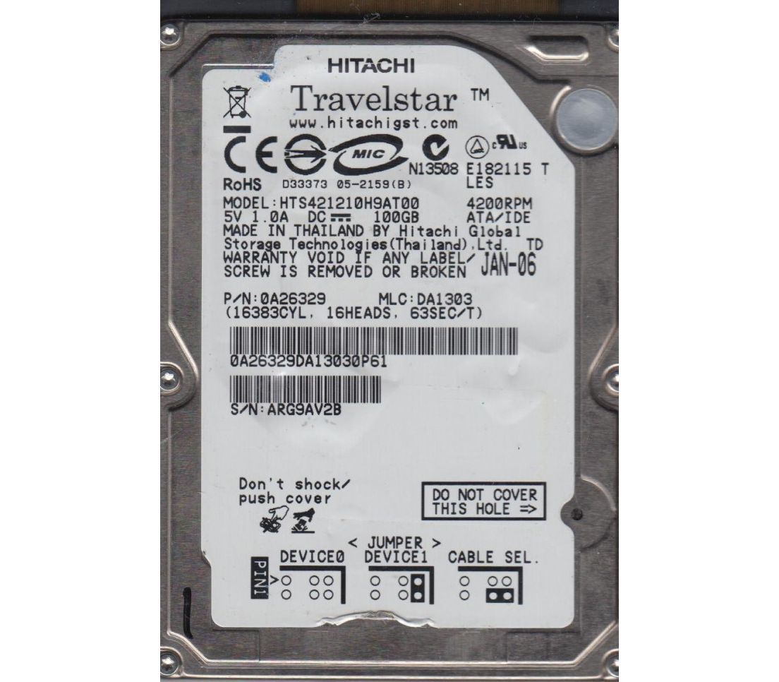 ★中古動作品★2.5インチ ノート用HDD 100GB 日立 IDE ハードディスク HTS421210h9AT00 4200RPM★送料無料★初期保障あり拍卖