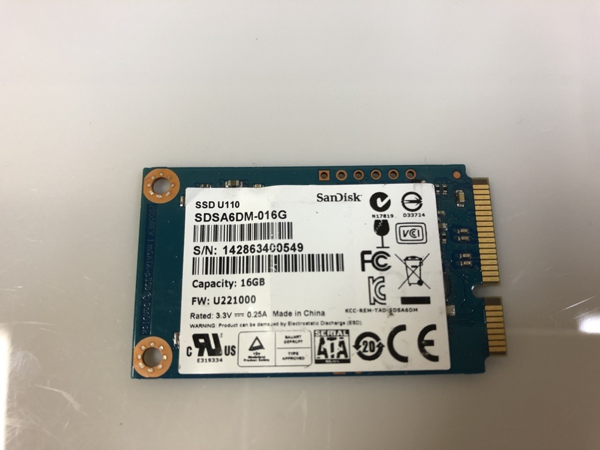 ★中古動作品★SanDisk MSATA SSD 16GB SDSA5DK-008G Drive 内臓SSD★送料無料★初期保障あり拍卖
