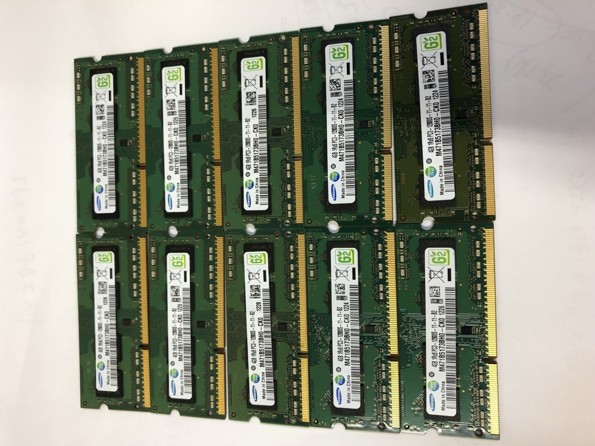 ★超美品★ノート用メモリ SAMSUNG PC3-12800S DDR3 1600 4GB 10枚セット 1r×8★送料無料★1か月保証拍卖