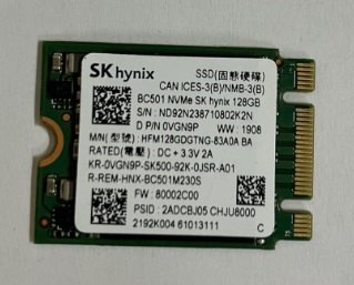 ★送料無料★CAN ICES-3(B)/NMB-3(B) SSD BC501 NVMe SK Hynix 128GB HFM128GDGTNG ソリッドステートドライブ★中古拍卖