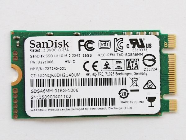 送料無料 ★ SanDisk SSD U110 m.2 2242 16GB SDSA6MM-016G-1006 【中古動作品】拍卖