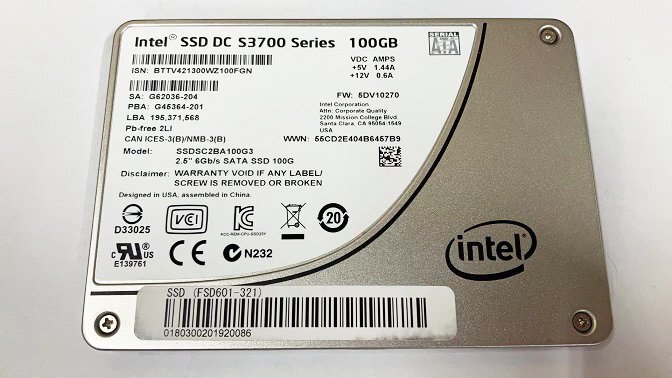 【中古】2.5インチ Intel SSD DC S3700 Series 100GB SSDSC2BA100G3 SATA 100G 2.5 内蔵SSD★送料無料★拍卖