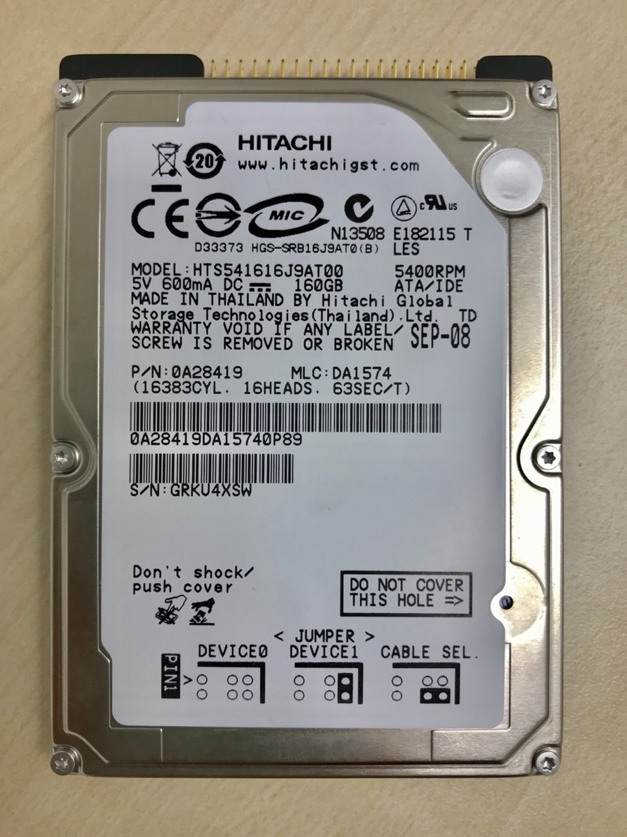 ★中古動作品★2.5インチ ノート用HDD 160GB HITACHI IDE ハードディスク HTS541616J9AT00 ★送料無料★初期保障あり拍卖