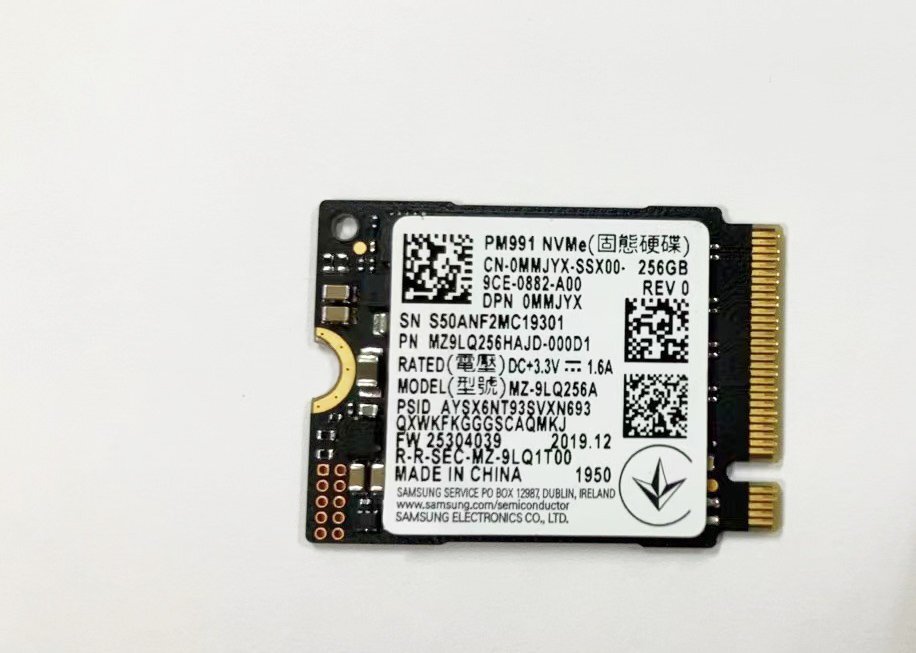 ★送料無料★SAMSUNG PM991 NVMe MZ-9LQ256A 256GB SSD NVMe PCIe SSD256GB M.2★中古拍卖