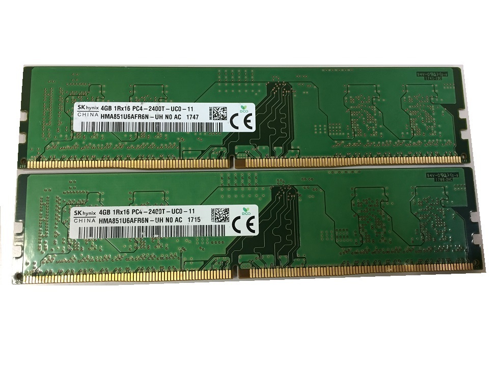 ★中古品★デスクトップ用メモリ SKHYNIX PC4-2400T DDR4 19200 1R×16 4GB 2枚組 計8GB★送料無料★1か月保証拍卖