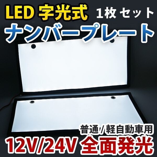 LEDナンバープレート 字光式 電光式 激白 超薄型 字光式 12V/24V兼用 全面発光 8mm 前後 1枚 セット CPD04D拍卖