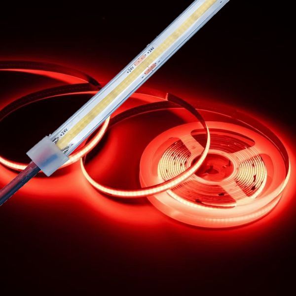 極薄 24V COB 面発光 LED テープライト COBテープ カバー付 IP67 赤 レッド 20cm~120cm 10mm 色ムラなし 船舶 トラック 照明 DD254拍卖