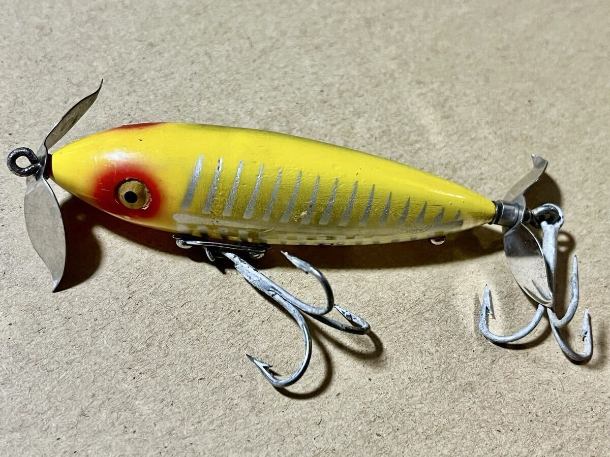 7 超希少 1940年代 オールド ヘドン ウンデッドスプーク プレスアイ 2ピースリグ 尻側ネジ付き 検索 old heddon zeal バルサ50 ハトリーズ拍卖