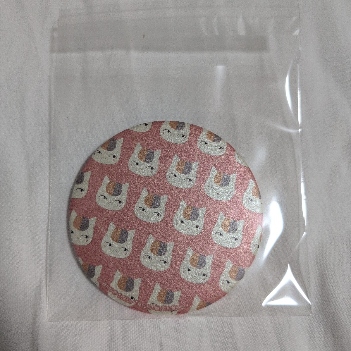 夏目友人帳(ニャンコ先生)缶バッジ 7.5cm 和紙素材ピンク拍卖