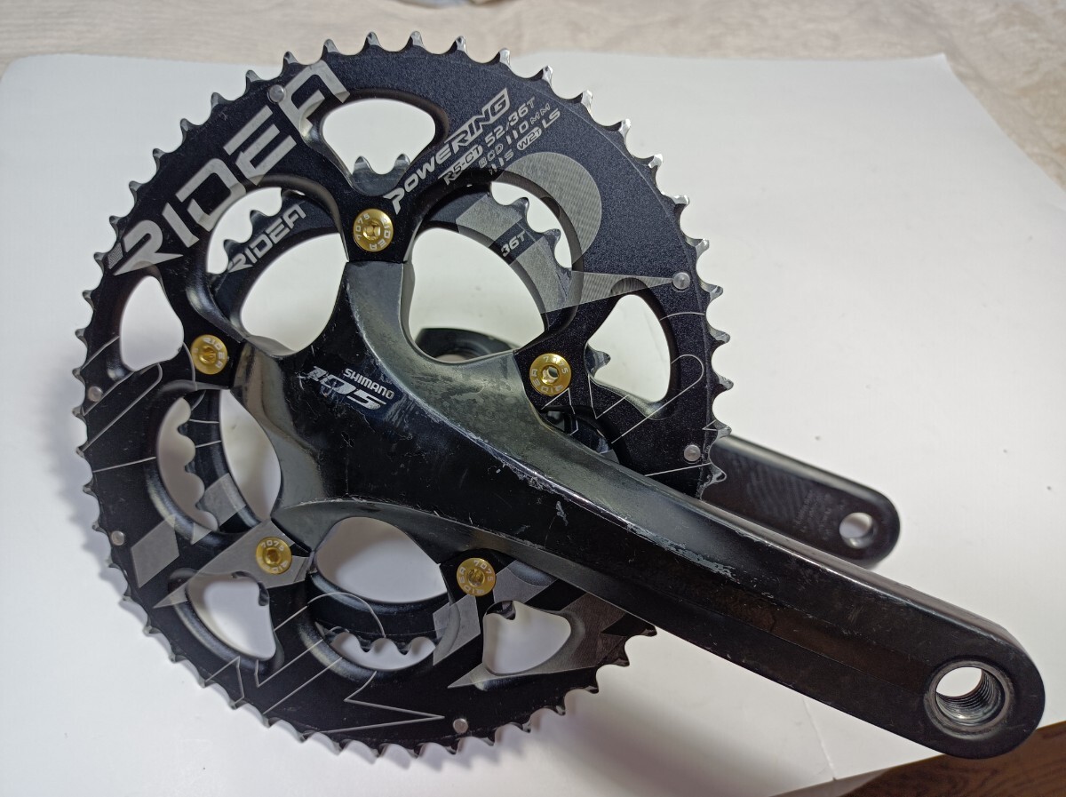 SHIMANO シマノ 105 FC-5700 クランクセット 170mm BCD 110mm RIDEA 楕円チェーンリング 52-36T おまけチェーンリング50-34T付き 2×10速拍卖