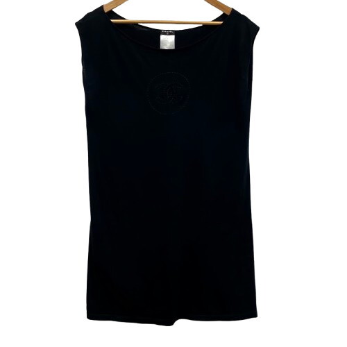 CHANEL シャネル 07P ノースリーブワンピース ひざ丈 ココマーク刺繍 黒 2007年 拍卖