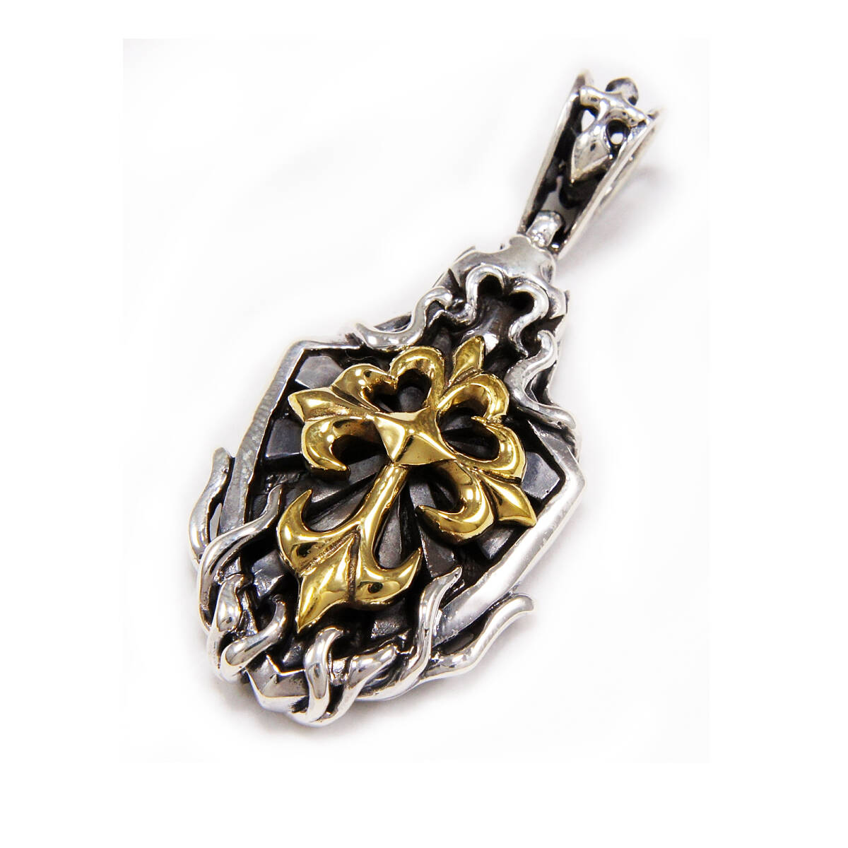 クロスエンブレム 真鍮 925シルバー ペンダント 925刻印ありCS-026拍卖