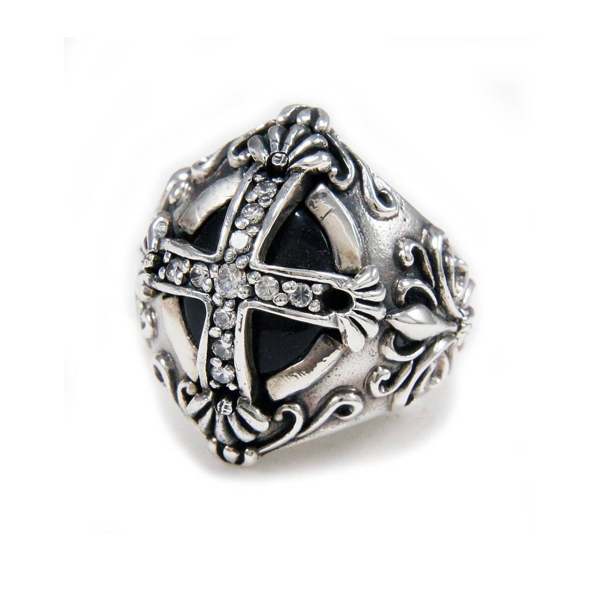 29号 クロス オニキス ジルコニア 925シルバーリング 925刻印あり 品番 : EC-R021拍卖