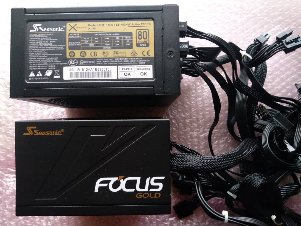 SEASONIC SS-750KM 750W/80PLUS GOLD/フルプラグイン、SSR-550FM FOCUS GOLD 550W/80PLUS GOLD/セミプラグイン、PC電源2個拍卖