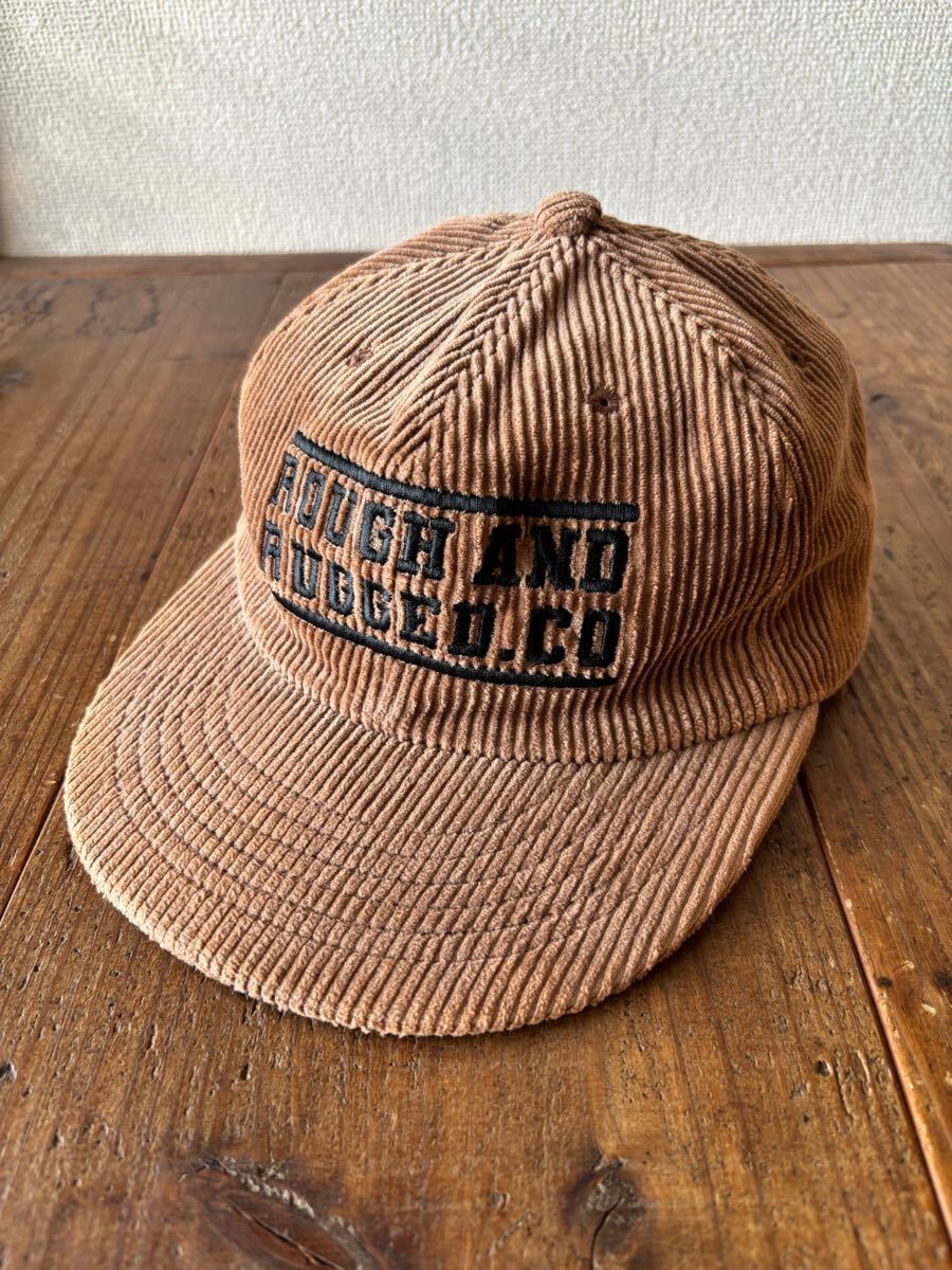 【美品/完売品】ROUGH AND RUGGED コーデュロイキャップ 日本製 ラフアンドラゲッド 帽子 コーデュロイ キャップ ブラウン 中古 刺繍拍卖