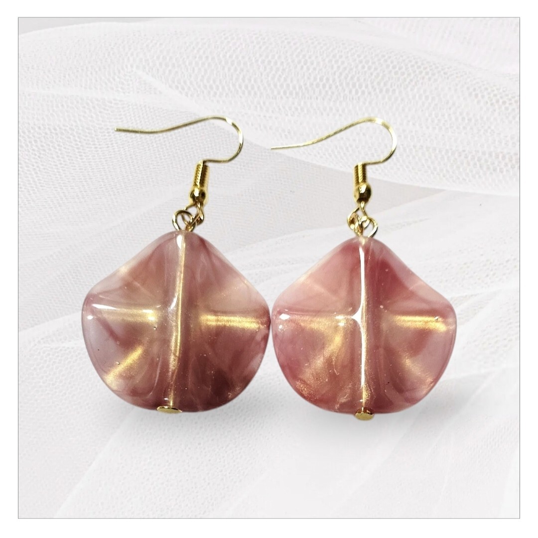 ピンクのエレガントなピアス ハンドメイド拍卖