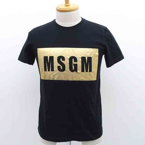 ★ エムエスジーエム 半袖Tシャツ ボックスロゴ ブラック×ゴールドカラー サイズS 2241MDM195 (0220534643)拍卖