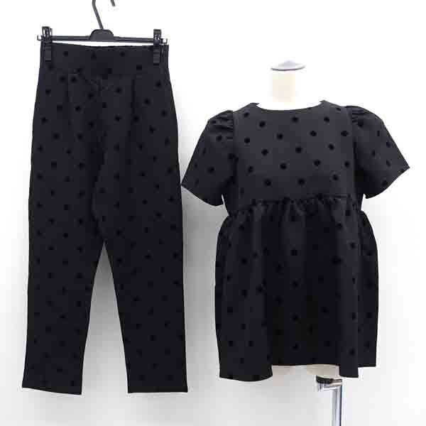 ★ コウベレタス セットアップ ブラウス&パンツ フロッキードット ブラック サイズM C7077 M3980 (0220533958)拍卖