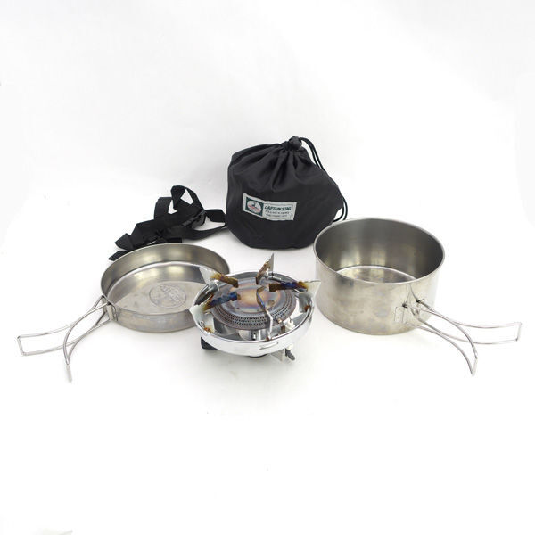 ★ CAPTAIN STAG 小型ガスバーナーコンロ クッカーセット 中古 M-7903E(0220535609)拍卖