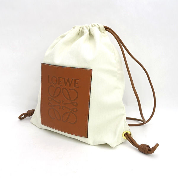 ★ ロエベ ロゴ キャンバス レザー ナップサック (0220536518)拍卖