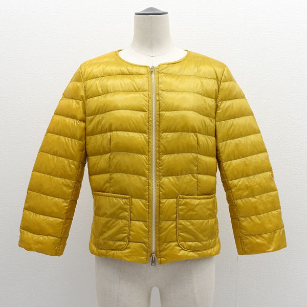 ★ HERNO ヘルノ ノーカラーダウンジャケット イエロー サイズ46 中古 古着 ※現状販売品 1000229 (0220501988)拍卖