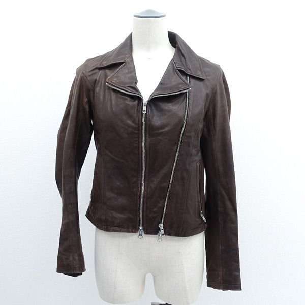 ★ アーバンリサーチ ロッソ ライダースジャケット ダブル ラムレザー ブラウン サイズF 8-09W mb001 (0220511025)拍卖