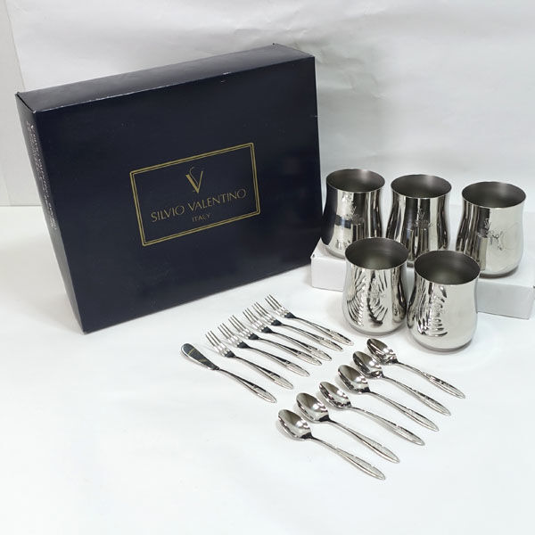 ★ SILVIO VALENTINO カトラリー シルビオ・バレンチノ 水割カップ&カトラリー13本セット SVX-501 (0220536839)拍卖