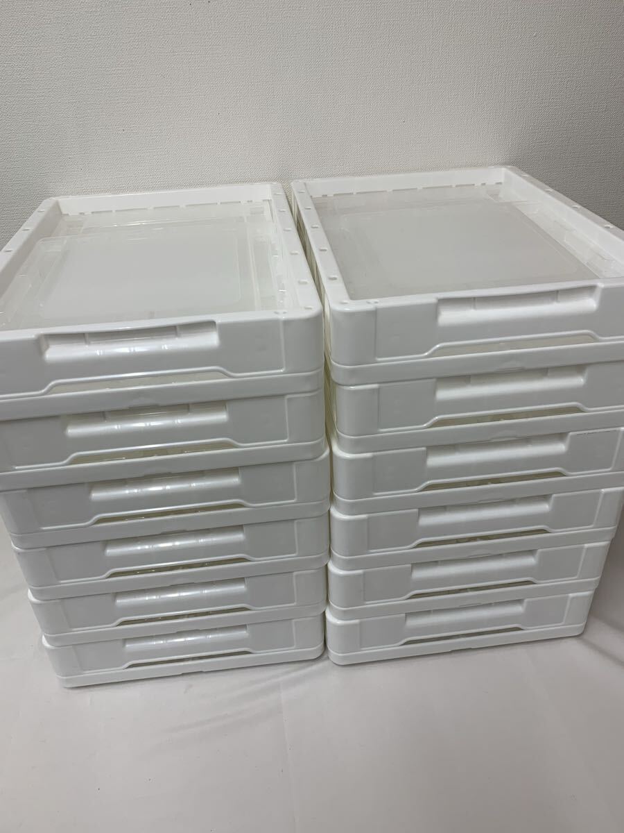 1円〜 中古 ASKUL アスクル 現場のチカラ 軽量薄型折りたたみコンテナ 20L フタ無 ホワイト 12個セット拍卖