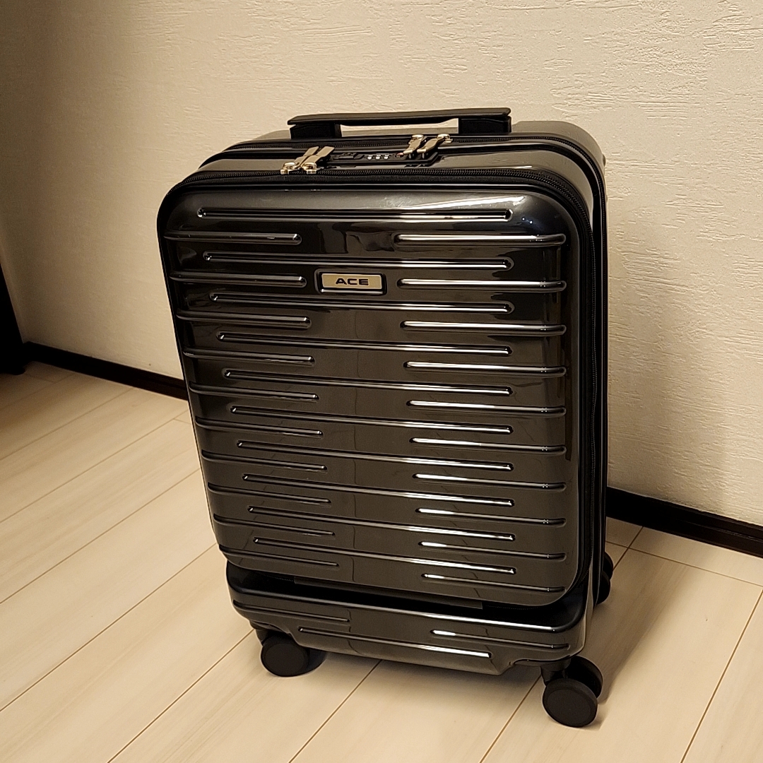 エース ACE 4輪スーツケース フロントポケット 品番 0502102 ガンメタリック 33L 機内持ち込みサイズ拍卖
