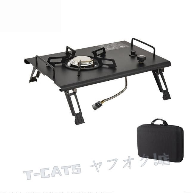 ☆新品シングルバーナー 折りたたみ式ガスストーブ キャンプ用カセットストーブ4000W軽量アウトドアストーブIGT卓上コンロ調理器具ブラック拍卖
