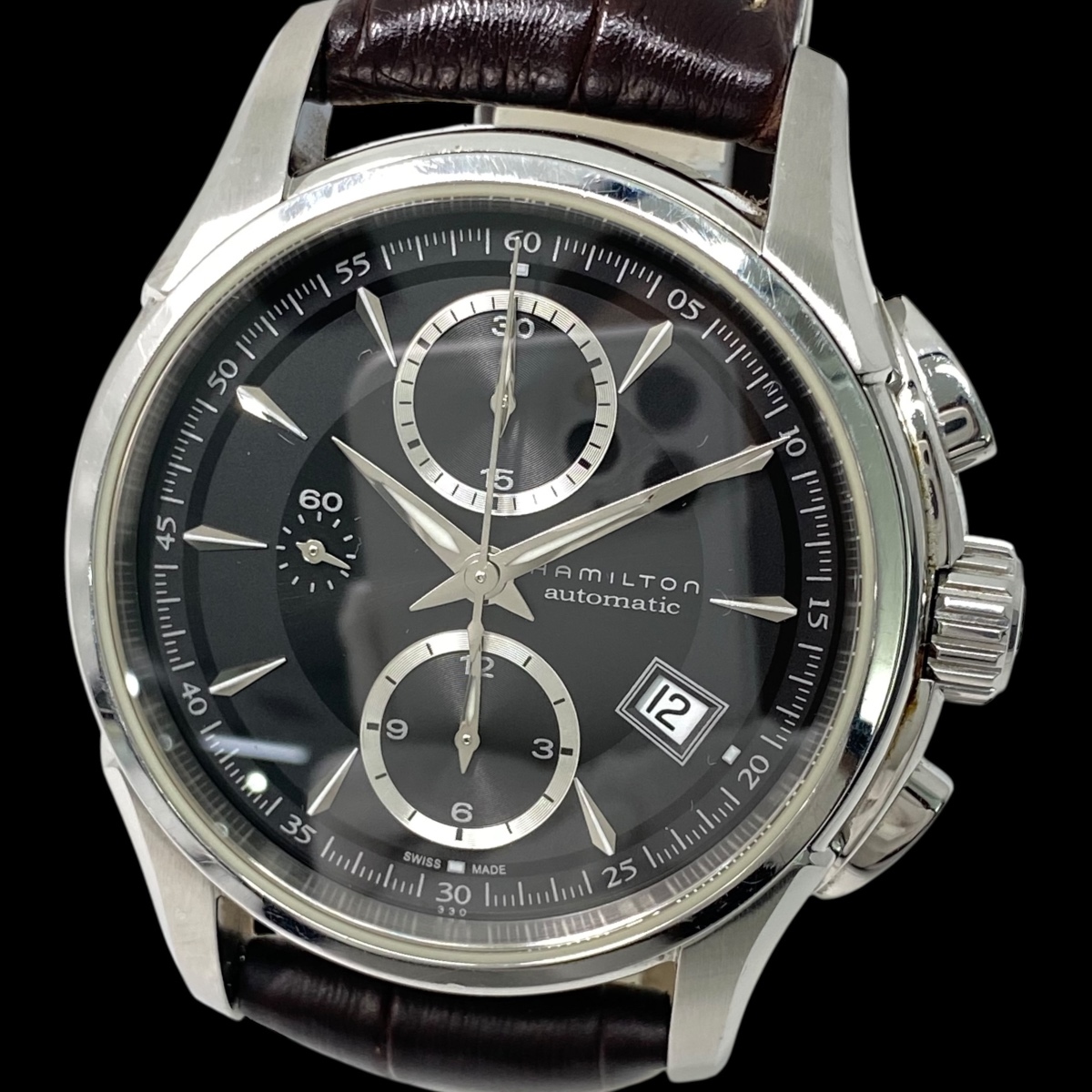 2510T031 HAMILTON ハミルトン H326160 JAZZ MASTER ジャズマスター メンズ腕時計 動作品 自動巻き クロノグラフ デイト 裏スケ拍卖