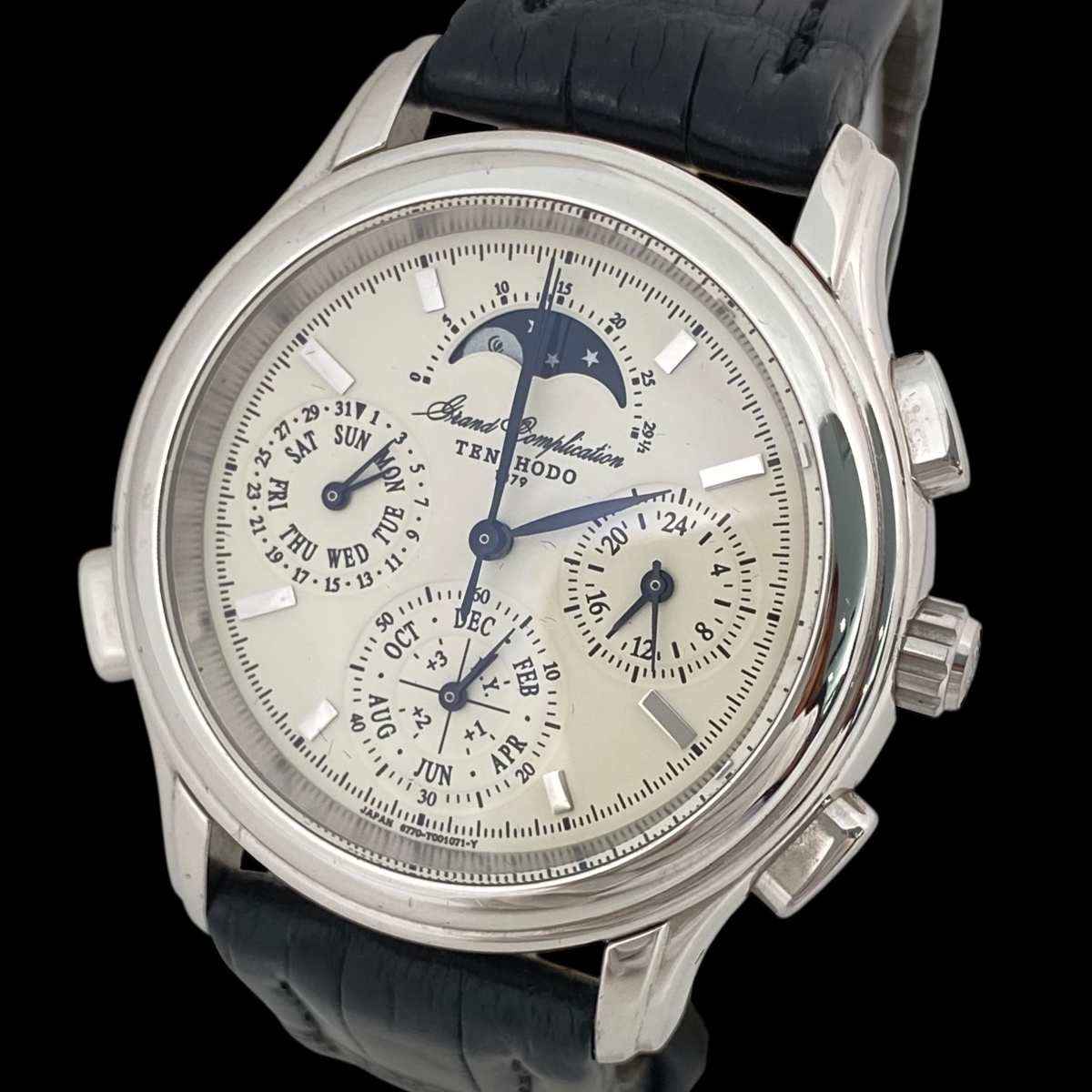 2510T037 天賞堂 TENSHODO 6770-T003702 グランドコンプリケーション メンズ腕時計 現状品 クォーツ ムーンフェイズ トリプルカレンダー拍卖