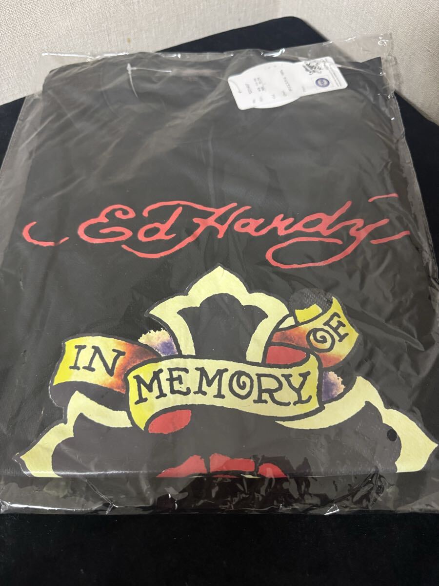 Ed Hardy エドハーディー メンズ Tシャツ ブラック メッシュ Lサイズ 丸襟 新品 未開封 正規品 拍卖
