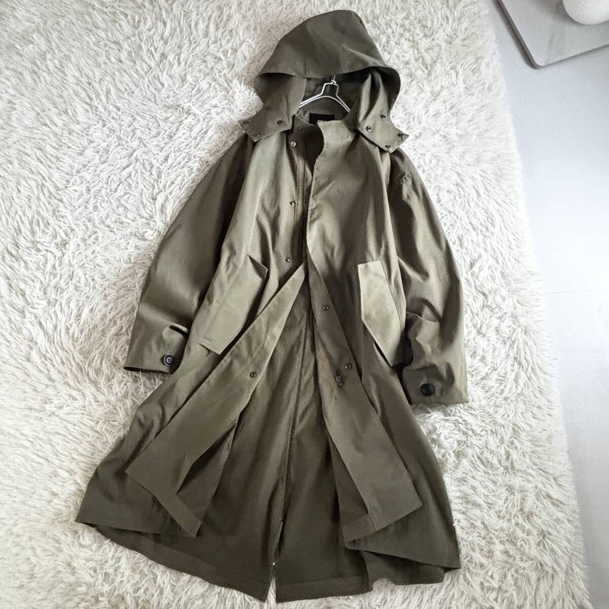 ⑤ 極美品 53900円 シワリー SIWALY poly mods coat ライト フーディー モッズ コート 38拍卖