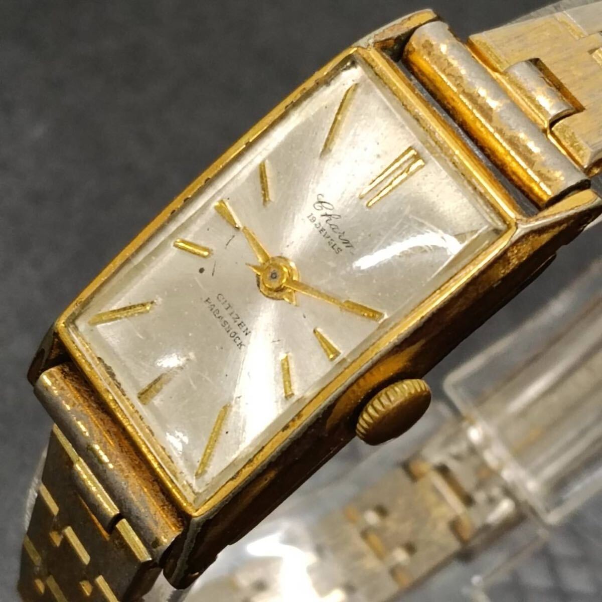 T-262【レア】 CITIZEN シチズン 腕時計 19石 20microns C.G.P 手巻き 3針 銀色文字盤 ヴィンテージ アクセサリー シルバー Y2K 80s拍卖