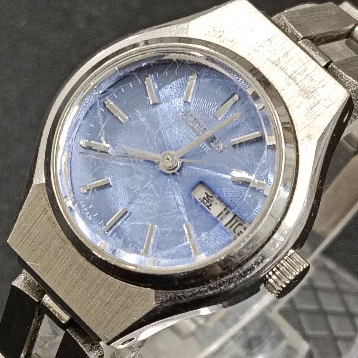 T265【動作品】 CITIZEN シチズン 腕時計 オートマ 21石 3針 青文字盤 デイト アナログ ヴィンテージ アクセサリー シルバー Y2K 80s拍卖
