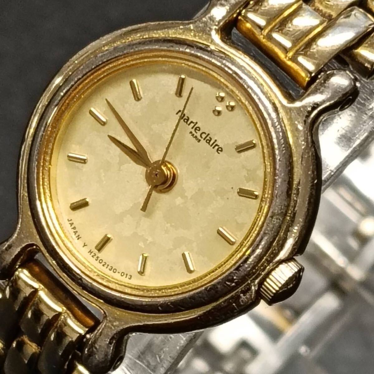 T60【レア】 marie claire マリクレール GP 腕時計 クウォーツ 3針 金色文字盤 アナログ ヴィンテージ アクセサリー シルバー色 Y2K 80s拍卖