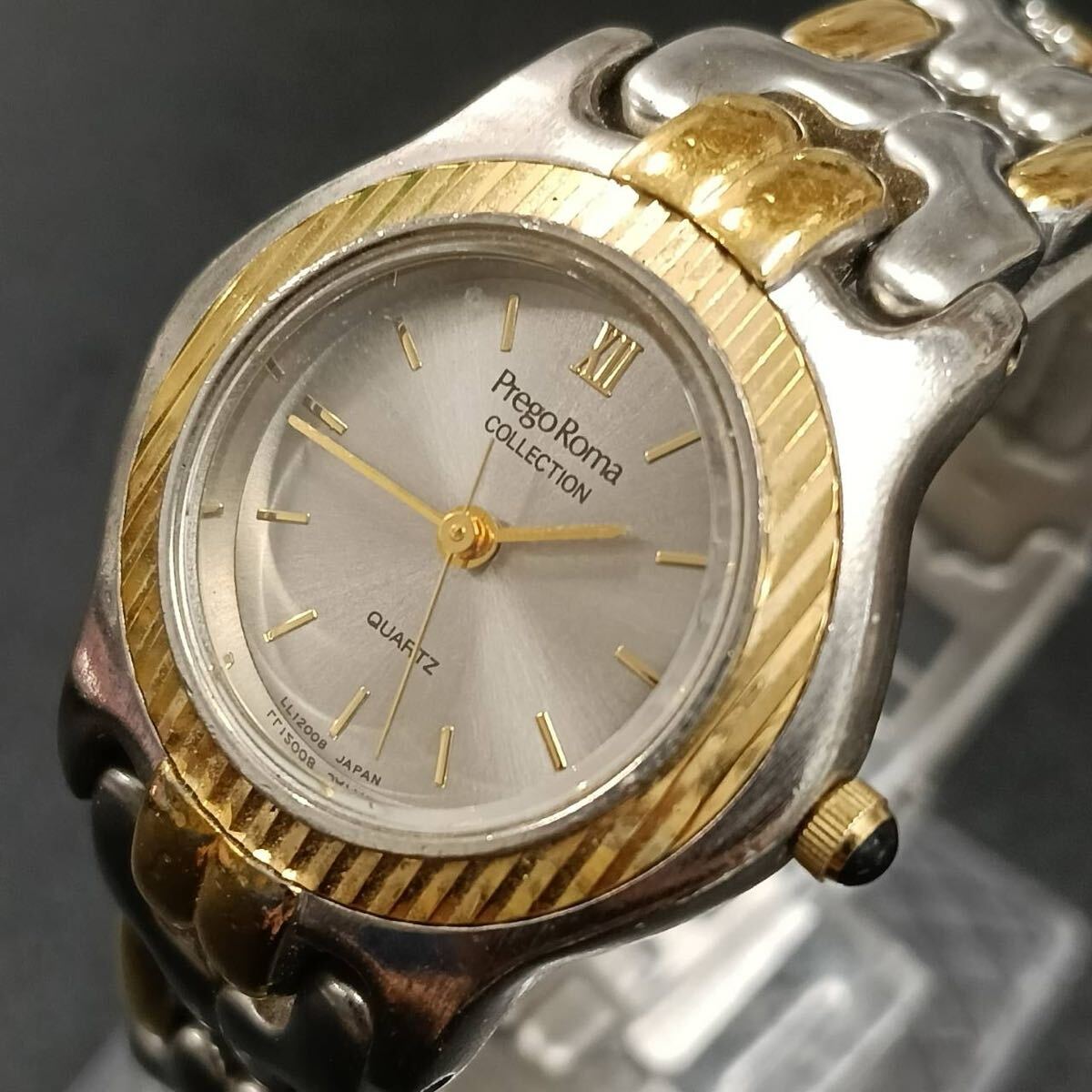 T119【レア】 Prego Roma プレゴローマ 腕時計 クウォーツ 3針 銀色文字盤 デイト アナログ ヴィンテージ アクセサリー シルバー色 Y2K 80s拍卖