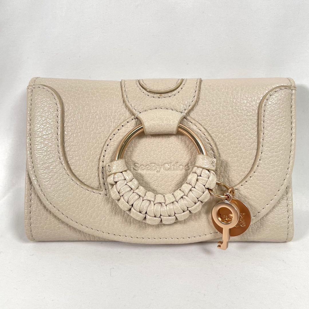 SEE BY CHLOE シーバイクロエ 三つ折り財布 HANA トライフォールド 本革 レザー アイボリー拍卖