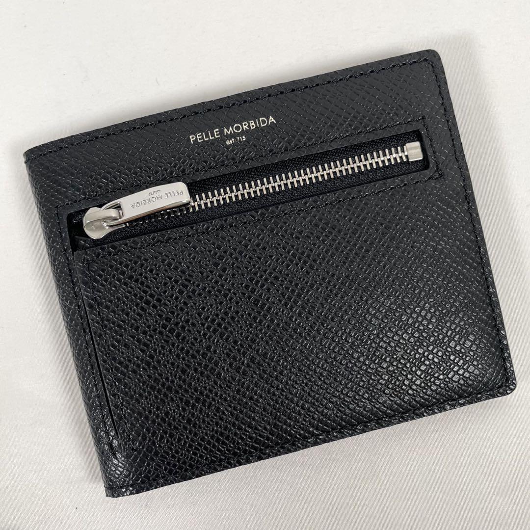 PELLE MORBIDA ペッレモルビダ コンパクトウォレット 二つ折り財布 Barca バルカ BA329 現行品 ブラック レザー 本革拍卖