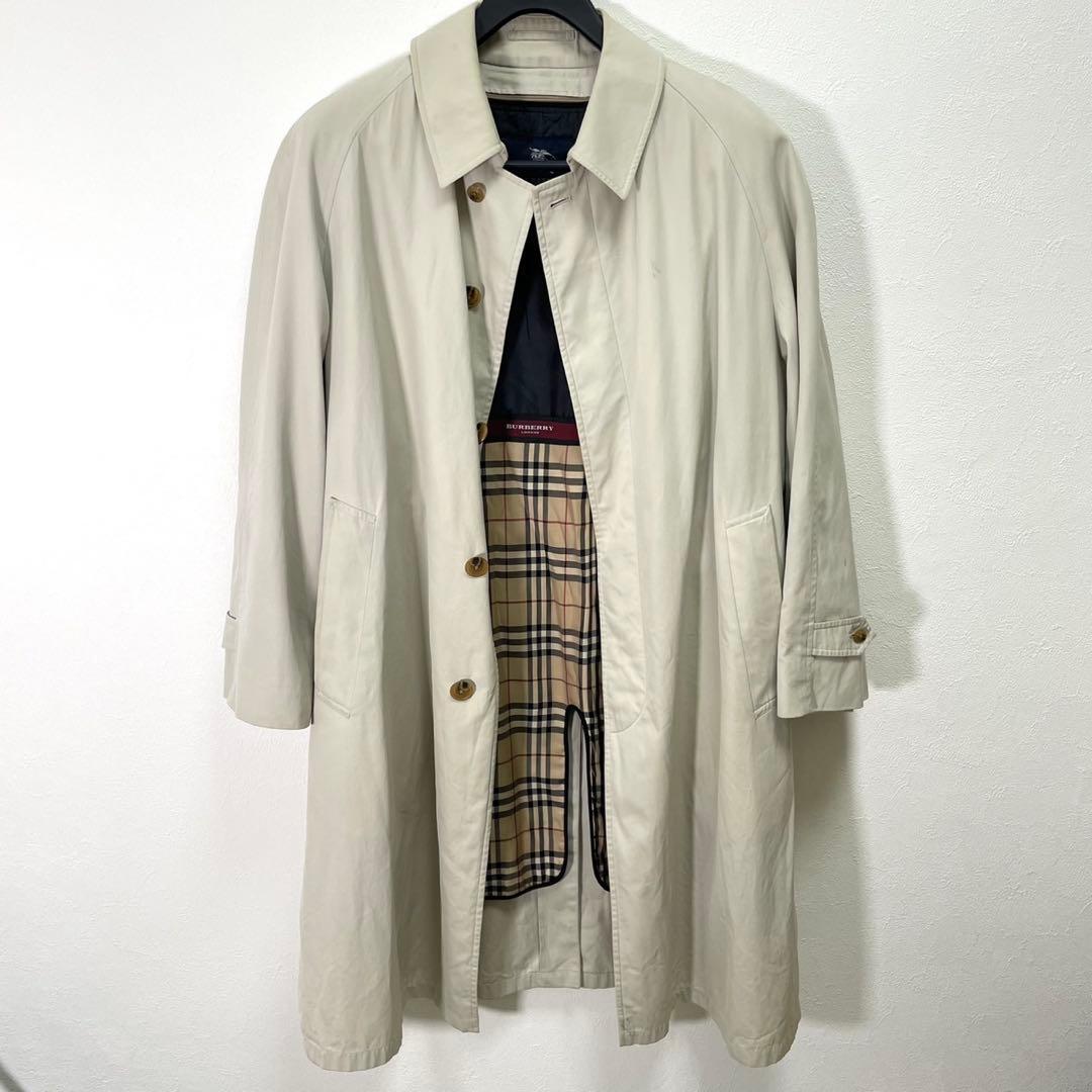 人気 BURBERRY バーバリー ステンカラーコート ロングコート ノバチェック ライナー付 大きいサイズ L-XL拍卖