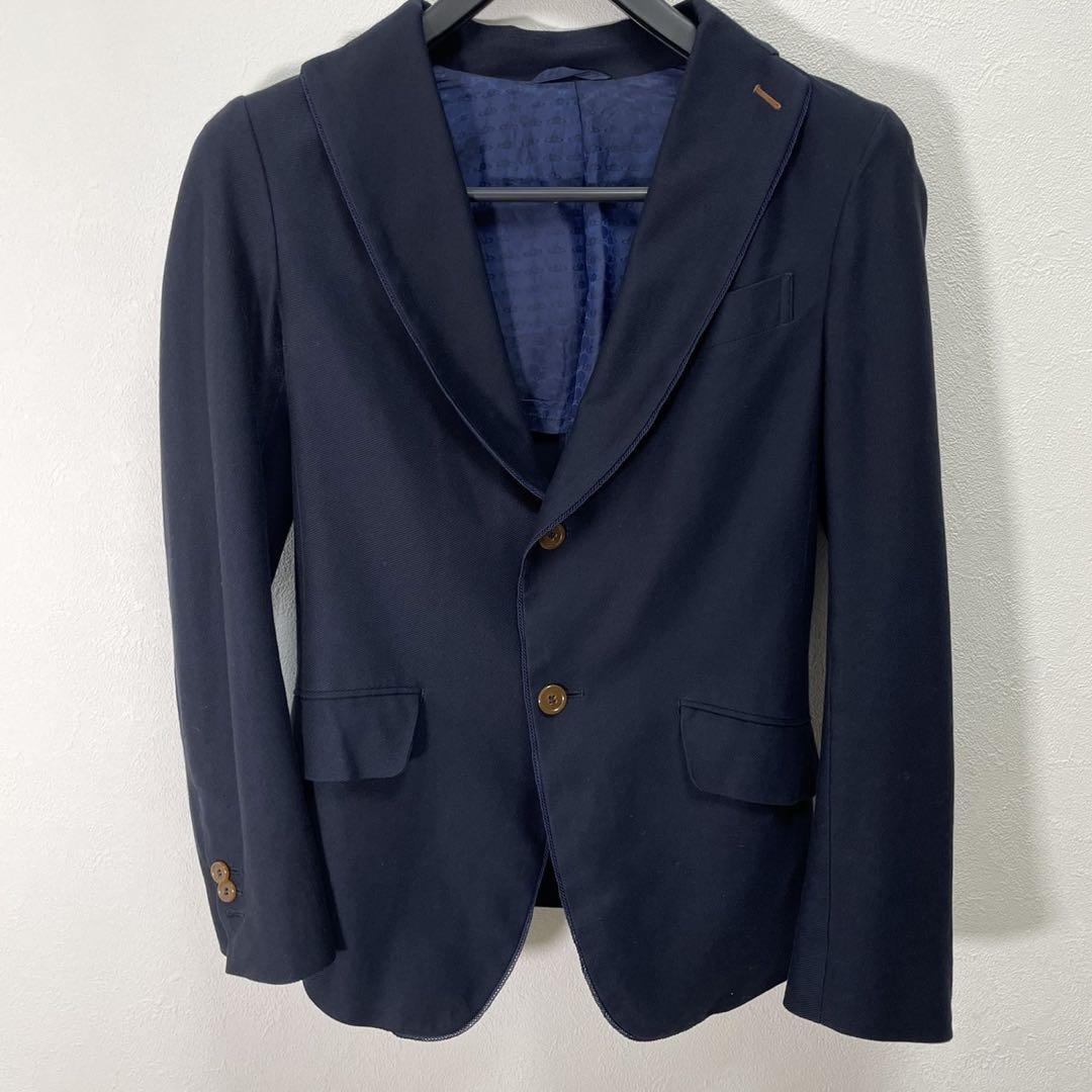 美品 Vivienne Westwood ヴィヴィアンウエストウッド テーラードジャケット 2B 裏地オーブ柄 ネイビー拍卖