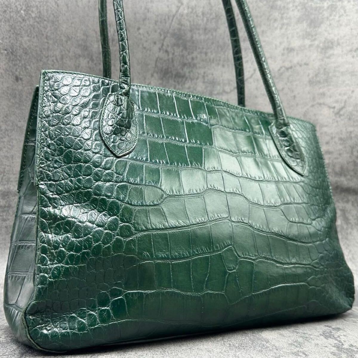 極美品 希少色!! A4可能 フルラ FURLA メンズ トートバッグ クロコ型押し 肩掛け ショルダー ビジネスバッグ レザー 本革 緑 グリーン 鞄拍卖