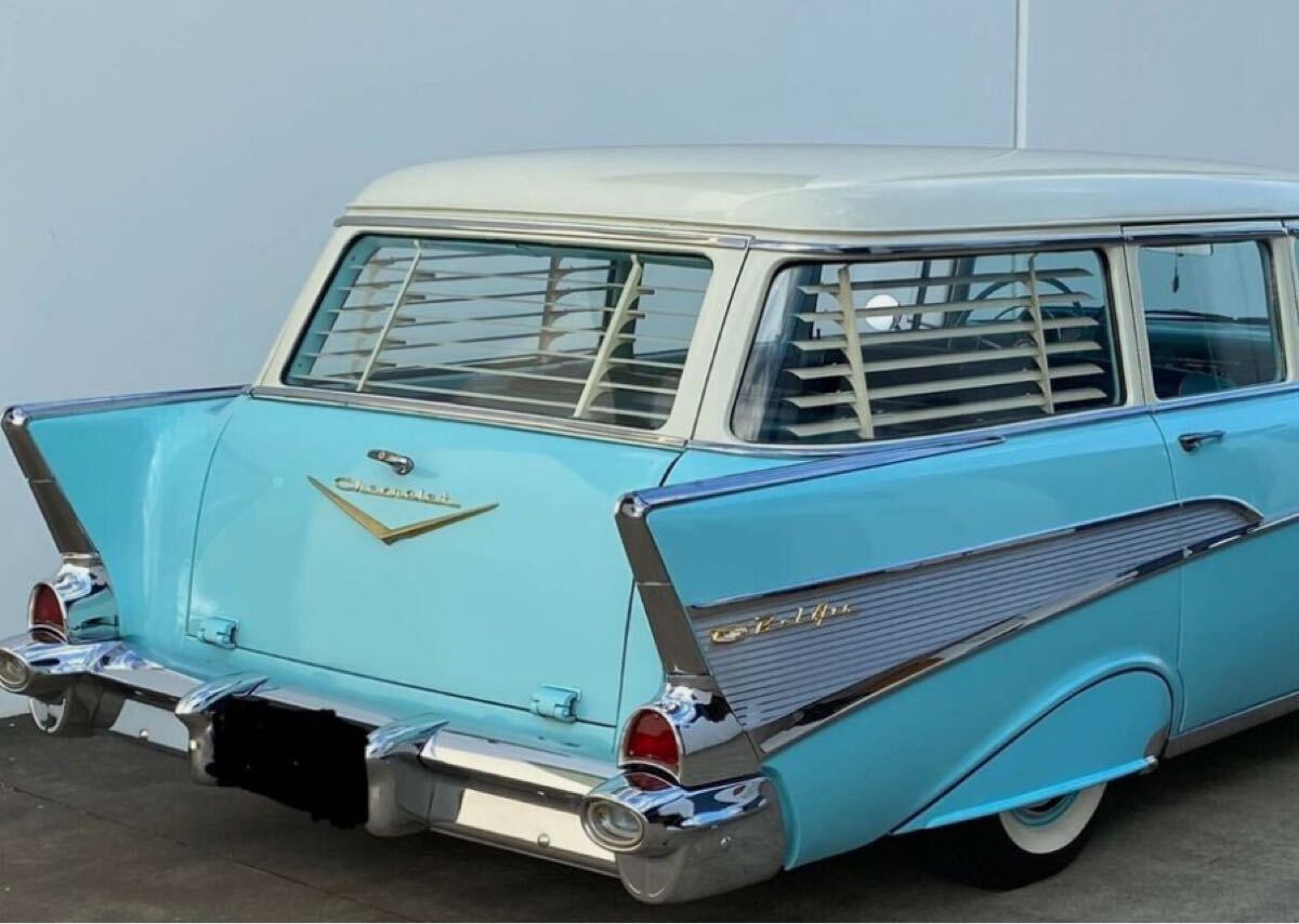 1955-57ベルエアワゴンブラウィンドセット。サイド左右、リアの3点セットです。拍卖