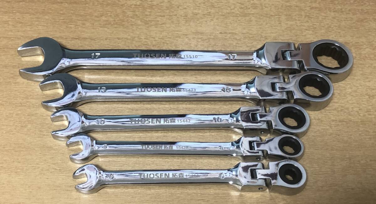 TS首振り☆ラチェットレンチ&6、8、10、13、17mm☆ 5点セット☆72歯拍卖