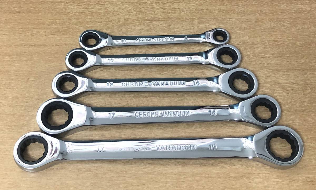 両端ラチェットレンチ☆5本セット☆8x10 10x12 12x14 14x17 17x19mm拍卖