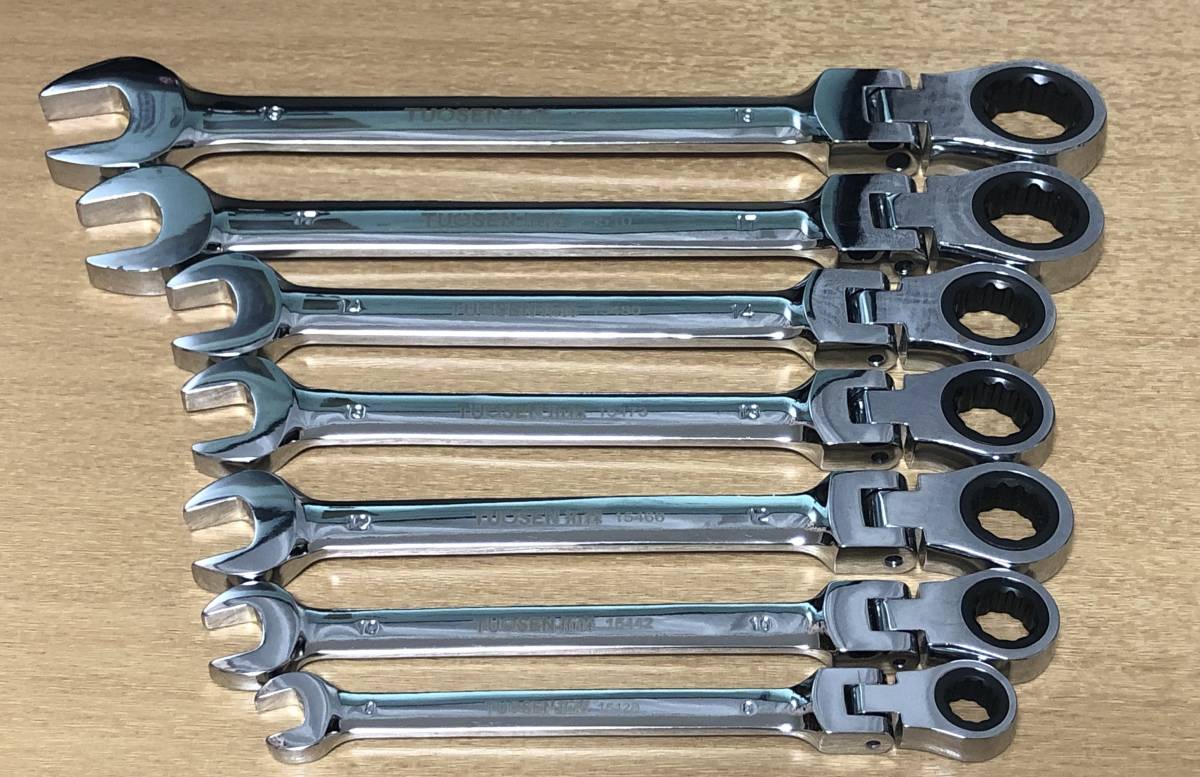 TS-100132首振り◇ラチェットレンチ◇8、10、12、13、14、17、19mm ◇7点セット72ギア拍卖