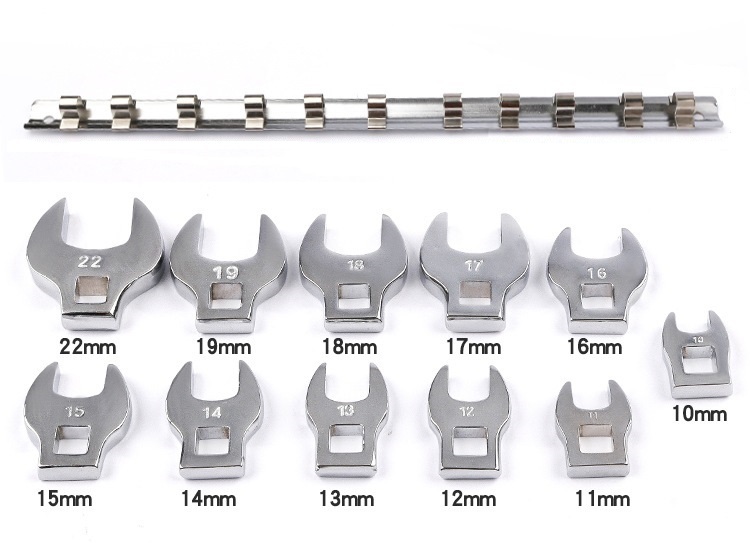 クローフットレンチ10~22mm☆ 11点セット☆ホルダー付き3/8拍卖