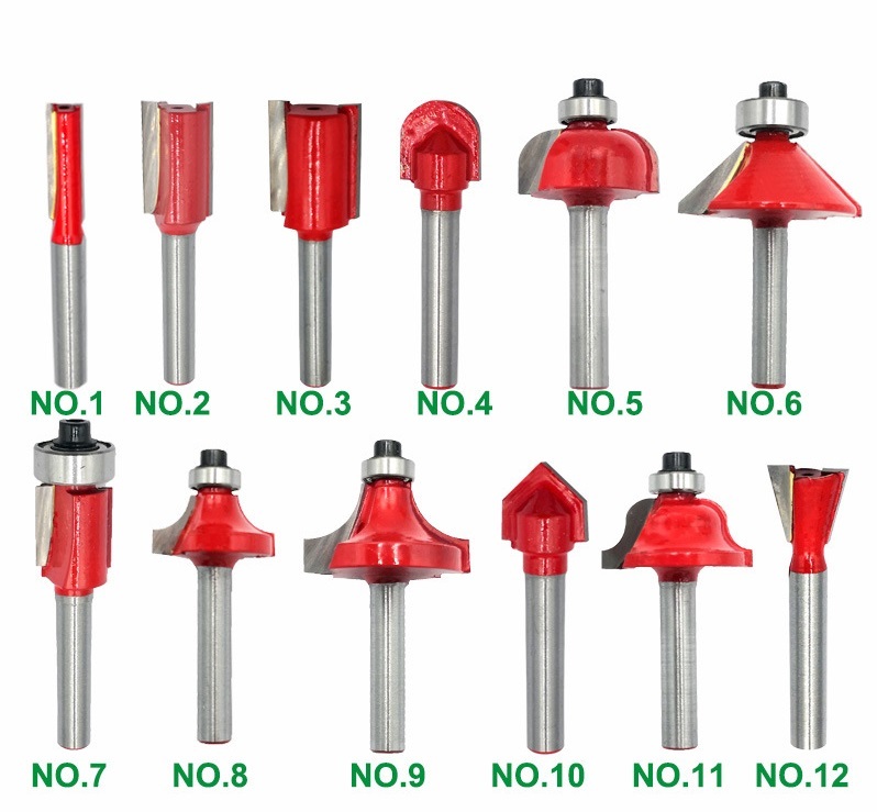 トリマービット◇12本セット軸径6mm◇ 超硬ルーター 木工 面取り 赤 個別包装拍卖